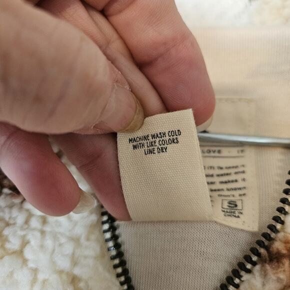 RSQ Small Aztec Teddy Sherpa Cropped Hoodie Full Zip Fuzzy Western Bohemian - Picture 7 of 7